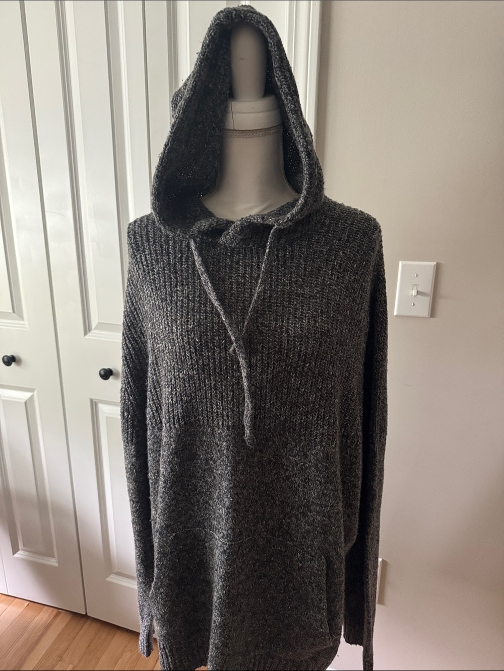 American Eagle Men's Hooded Knit Sweater - Charcoal Gray